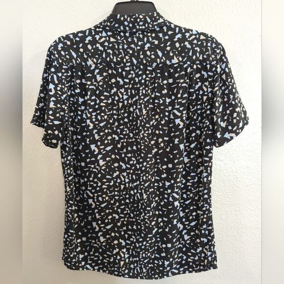 A-Frame Black gray blue confetti button down short sleeve shirt mens M Short - Picture 2 of 3